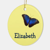 Blue Morpho Butterfly Personalized with Name セラミックオーナメント (左)