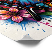 Blue Morpho Butterfly Street Art Graffiti Grunge ポスター (角)