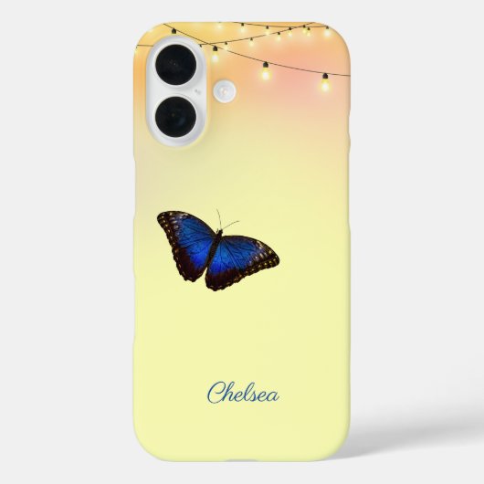 Blue Morpho Butterfly Wings Cafe Lights Custom Case-Mate iPhoneケース (裏面)