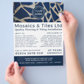 Blue Mosaic, Floorer, Tile Installer Advertising チラシ (手)