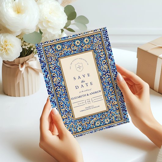 Blue Mosaic Islamic Wedding セーブザデート