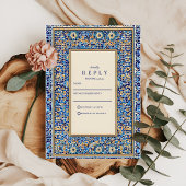 Blue Mosaic Islamic Wedding 出欠カード