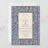 Blue Mosaic Islamic Wedding 招待状 (正面)