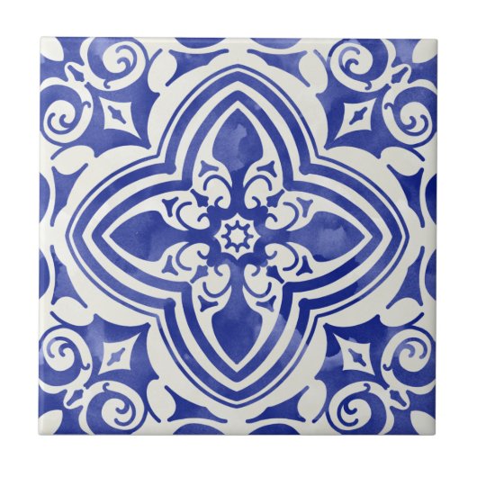 Blue Mosaic Pattern ceramic tile タイル (正面)