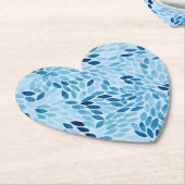 Blue Mosaic Petals Heart Paper Coaster ペーパーコースター (アングル)