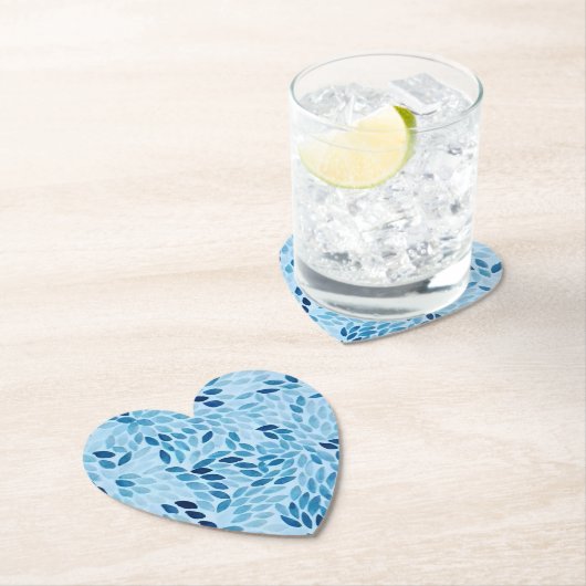 Blue Mosaic Petals Heart Paper Coaster ペーパーコースター (インサイチュ)
