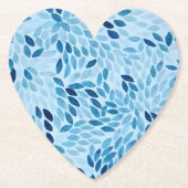 Blue Mosaic Petals Heart Paper Coaster ペーパーコースター (正面)