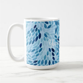 Blue Mosaic Petals Pattern Ceramic Mug コーヒーマグカップ