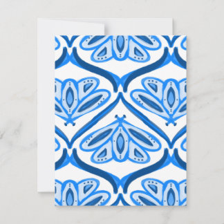 Blue Moth Butterfly Watercolor Looks White Pretty  ノートカード
