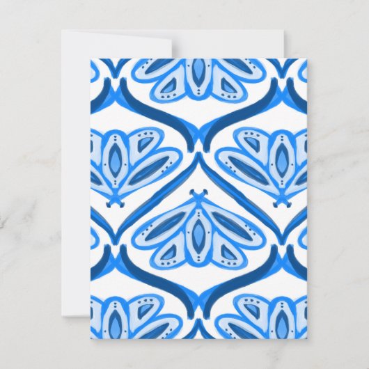 Blue Moth Butterfly Watercolor Looks White Pretty  ノートカード (正面)
