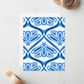 Blue Moth Butterfly Watercolor Looks White Pretty  ノートカード (正面/裏面インサイチュ)