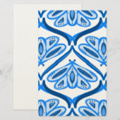 Blue Moth Butterfly Watercolor Looks White Pretty  便箋 (正面/裏面)