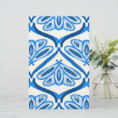 Blue Moth Butterfly Watercolor Looks White Pretty  便箋 (スタンド正面)