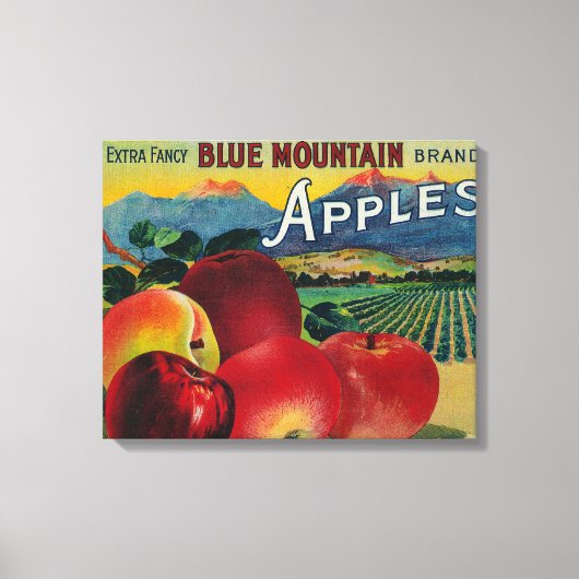 Blue Mountain Apple Crate LabelCove、または キャンバスプリント (正面)