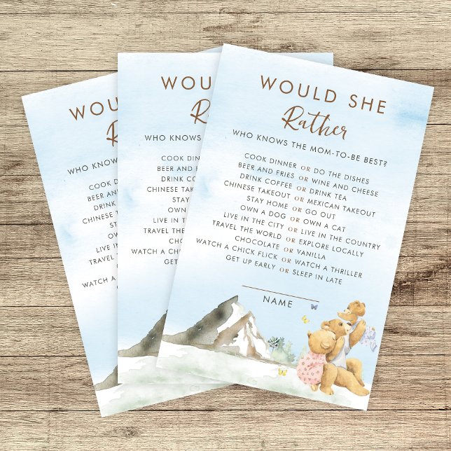 Blue Mountain Bear Family Would She Rather Game (クリエイターアップロード済み)