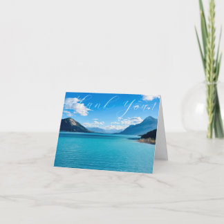 Blue Mountain Lake Photo Folded Thank You Card サンキューカード
