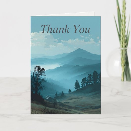 Blue Mountain Landscape Thank You Card 招待状 (正面)