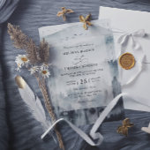 Blue Mountain Minimalist Budget QR Code Wedding 招待状