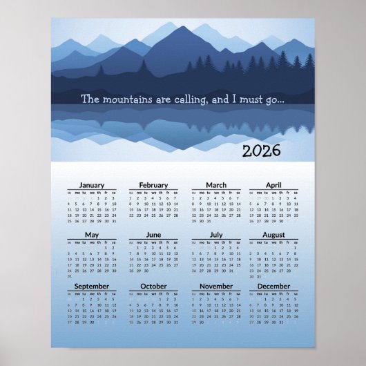 Blue Mountain Reflections 2026 Calendar Poster ポスター (正面)
