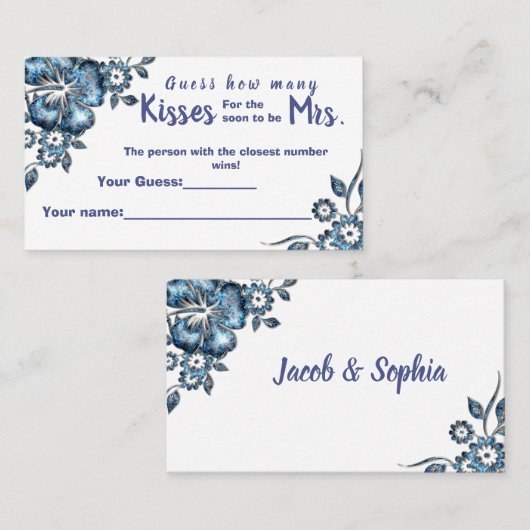 Blue Mrsシャワーゲームカードのキス数 プレイスカード (正面/裏面)