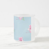 Blue mug with pink Lilly's フロストグラスマグカップ (正面右)