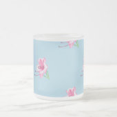 Blue mug with pink Lilly's フロストグラスマグカップ (中央)