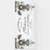 Blue Mushroom Fairy Enchanted Kids Birthday Party  横断幕 (縦)