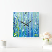 Blue Music Decorative Wall Clock スクエア壁時計 (ホーム)
