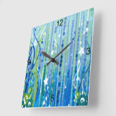 Blue Music Decorative Wall Clock スクエア壁時計 (傾斜)