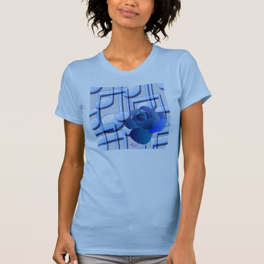 Blue Music Notes & Blueバラジャージ素晴らしTシャツ Tシャツ (正面)