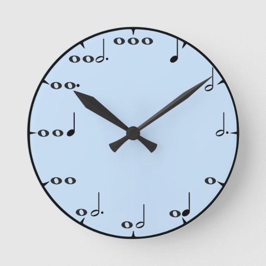 Blue Musical Math Wall Clock ラウンド壁時計 (正面)
