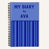 Blue My Diary by Me ストライプの Journal ノートブック (正面)