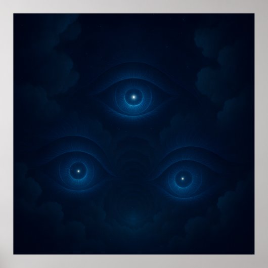 Blue Mystic Energy Eyes Wall Art ポスター (正面)