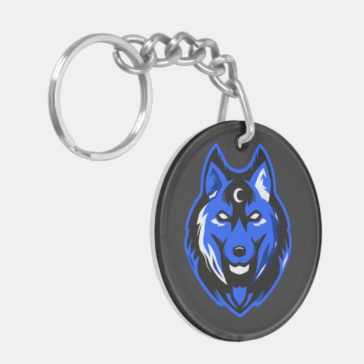 Blue Mystic Wolf Keychain キーホルダー (正面左)