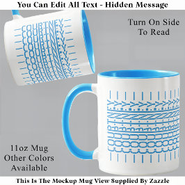 Blue Name Hidden Message Trendy Mug 121B Modern マグカップ