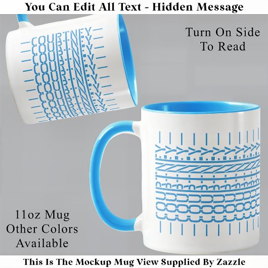 Blue Name Hidden Message Trendy Mug 121B Modern マグカップ
