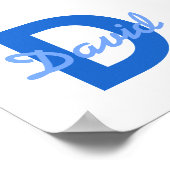 Blue Name & Monogram ポスター (角)