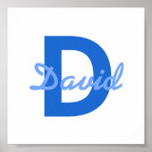 Blue Name & Monogram ポスター (正面)