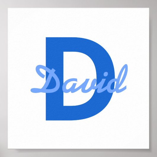 Blue Name & Monogram ポスター (正面)