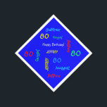 Blue Napkins, 80th Birthday Party名前を繰り返す スタンダードカクテルナプキン<br><div class="desc">80歳の誕生日パーティパーソナライズされたーやその他の大事な行事のための素晴らしい、紙のナプキン。名前と年齢は明るい青違うの背景のフォントと原色で繰り返される。パーソナライズする簡単 – 名前、年齢、大事な行事を1か所で変更。最大9個の名前をサポートキャラクター。カラフルとおもしろい誕生日パーティー紙ナプキン。この商品をディナーナプキンサイズで注文するには、商品256621201343462077を注文する。All Rights Reserved © 2014 Alan & Marcia Socolik.</div>