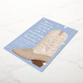 Blue Nash Bash女性のカーボーイ起動バチェロレッテ 箔招待状 (回転した状態)