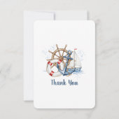 Blue Nautical Anchor Birthday サンキューカード (裏面)