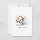 Blue Nautical Anchor Birthday サンキューカード (裏面)