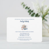 Blue Nautical Anchor Birthday Details QR Code 出欠カード (スタンド正面)