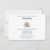 Blue Nautical Anchor Birthday Details QR Code 出欠カード (正面)