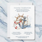 Blue Nautical Anchor Birthday Invite 招待状