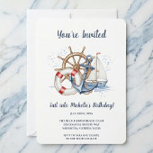 Blue Nautical Anchor Birthday Invite 招待状