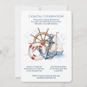 Blue Nautical Anchor Birthday Invite 招待状 (正面)