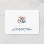 Blue Nautical Anchor Birthday RSVP エンクロージャーカード (正面)