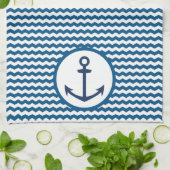 Blue Nautical Boating Anchor Kitchen Towel キッチンタオル (折り畳み)